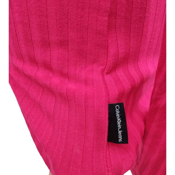 Calvin Klein Jeans Junior Womens Shirt Long Sleeve Turtleneck Pullover Pink XS - Picture 6 of 6